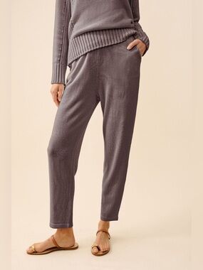 kilte the kay high waisted slim tapered leg cotton cashmere pants in truffle